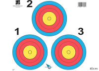 WORLD ARCHERY TARGET FACES 3-SPOT VEGAS 5 RINGS